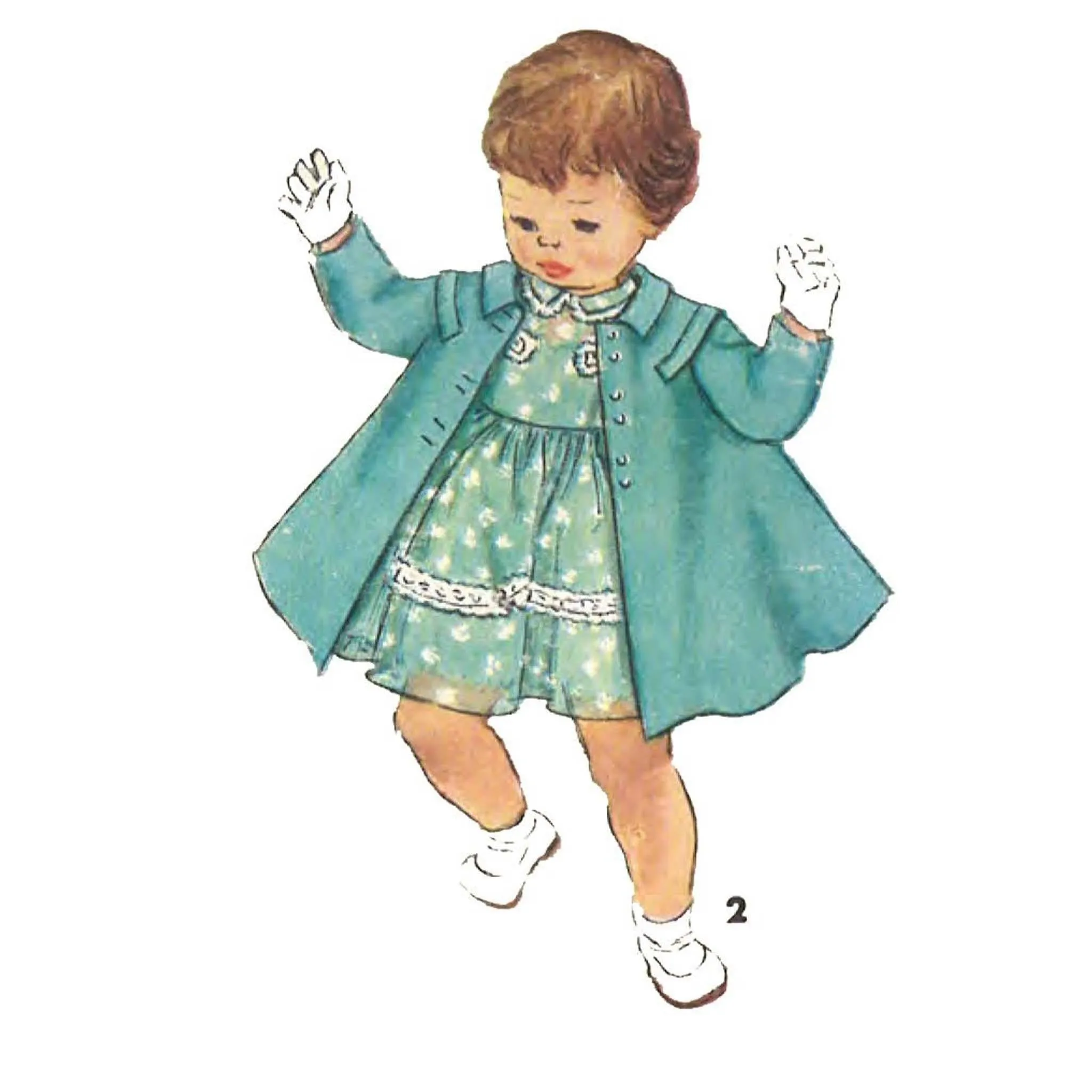 PDF - 1950's Sewing Pattern: Girl's Toddler's Pretty Dress & Coat, Size 3 - Chest 22” (55.9cm) - Instantly Print at Home
