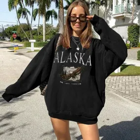 Printed Pullover Casual Loose Sweatshirt