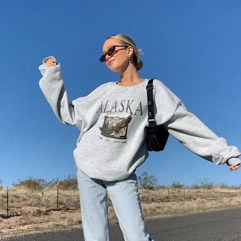 Printed Pullover Casual Loose Sweatshirt