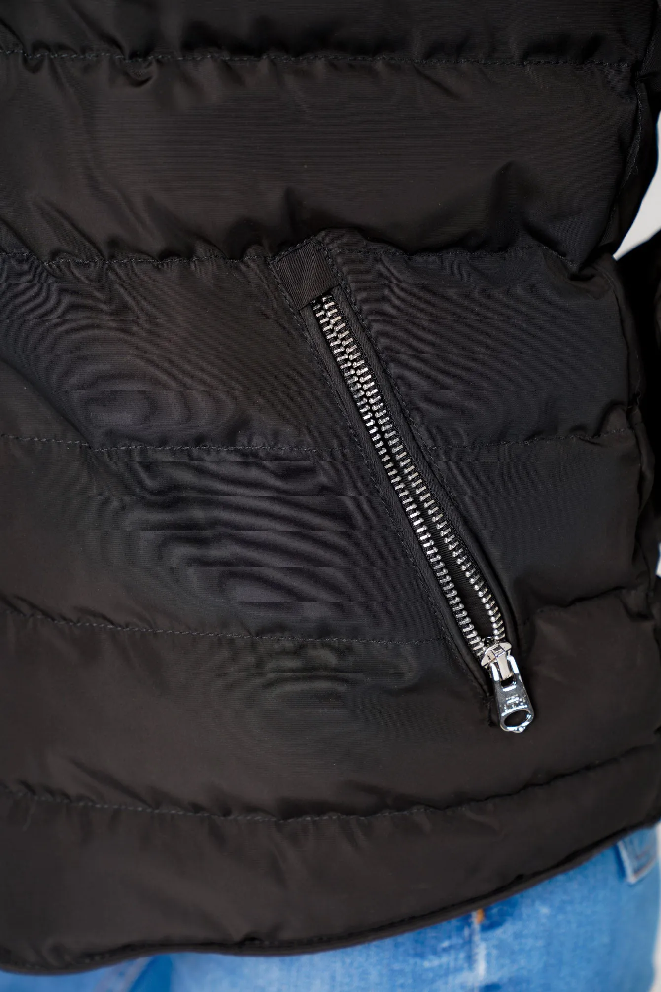 Quince Quilted Puffer Jacket with Extendable Hood in Black - Tokyo Laundry
