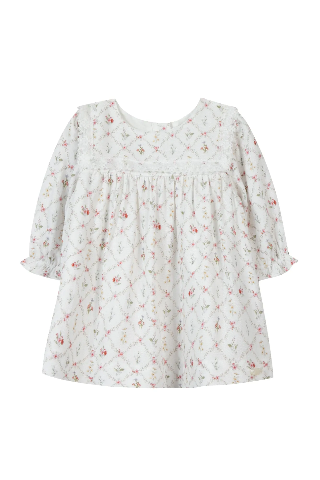 Robe - Ecru coton fleuri