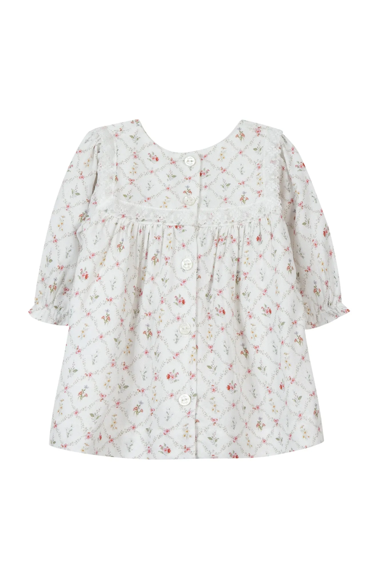 Robe - Ecru coton fleuri