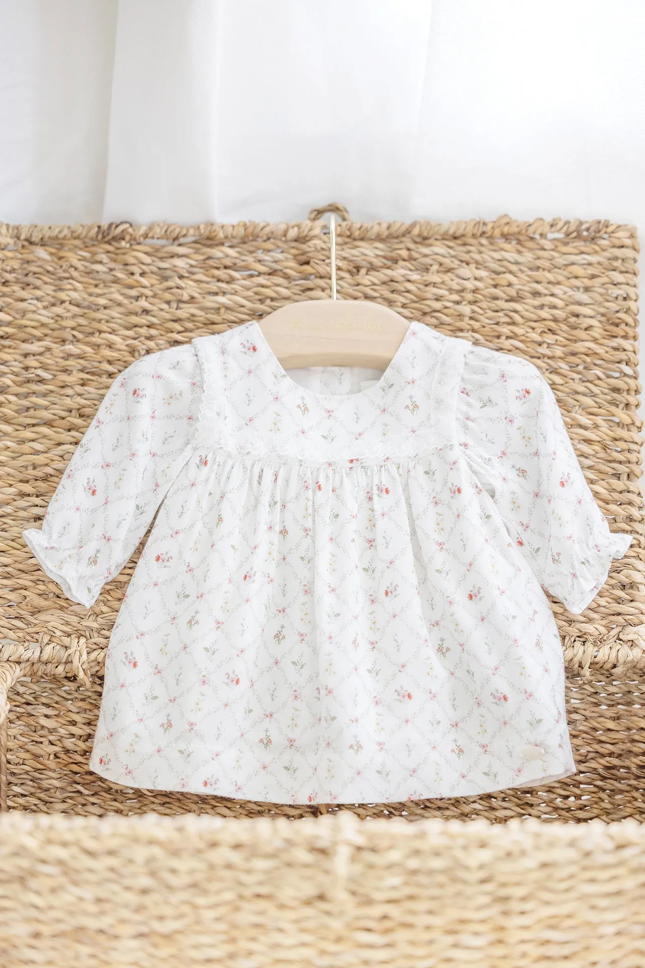 Robe - Ecru coton fleuri