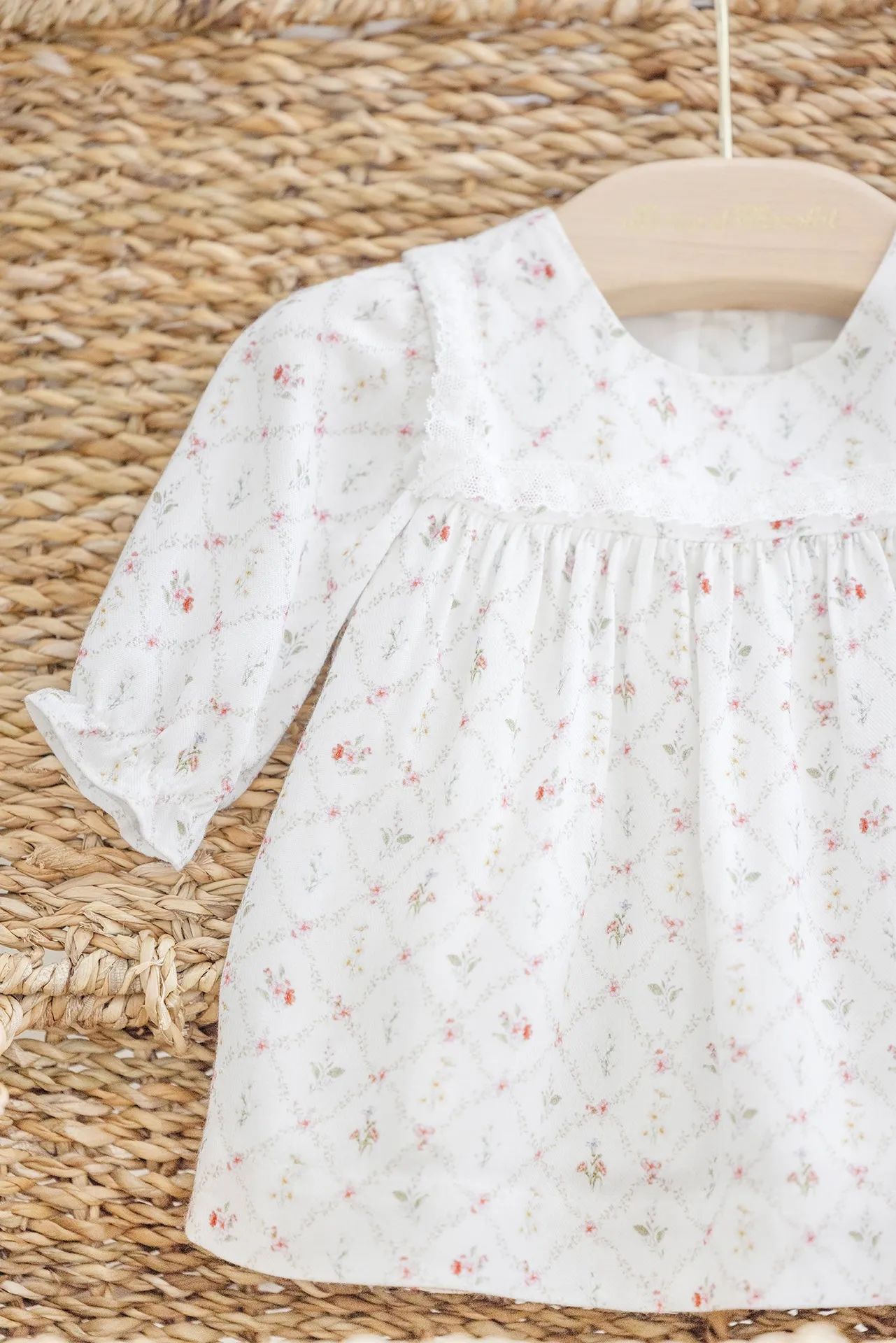 Robe - Ecru coton fleuri