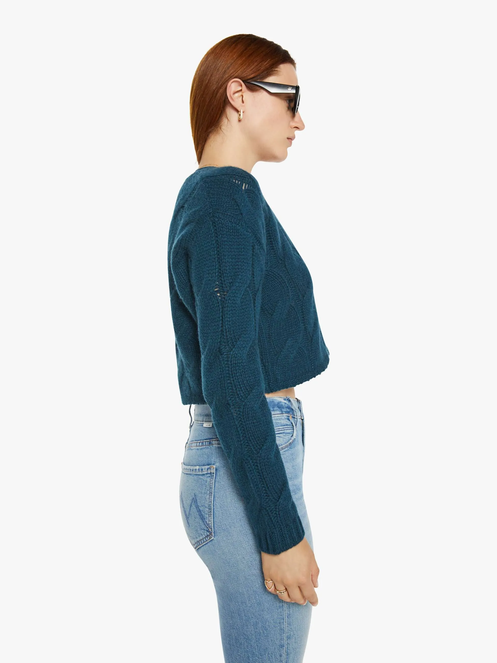 SABLYN Jolie V-Neck Cropped Cable Cardigan - Compass