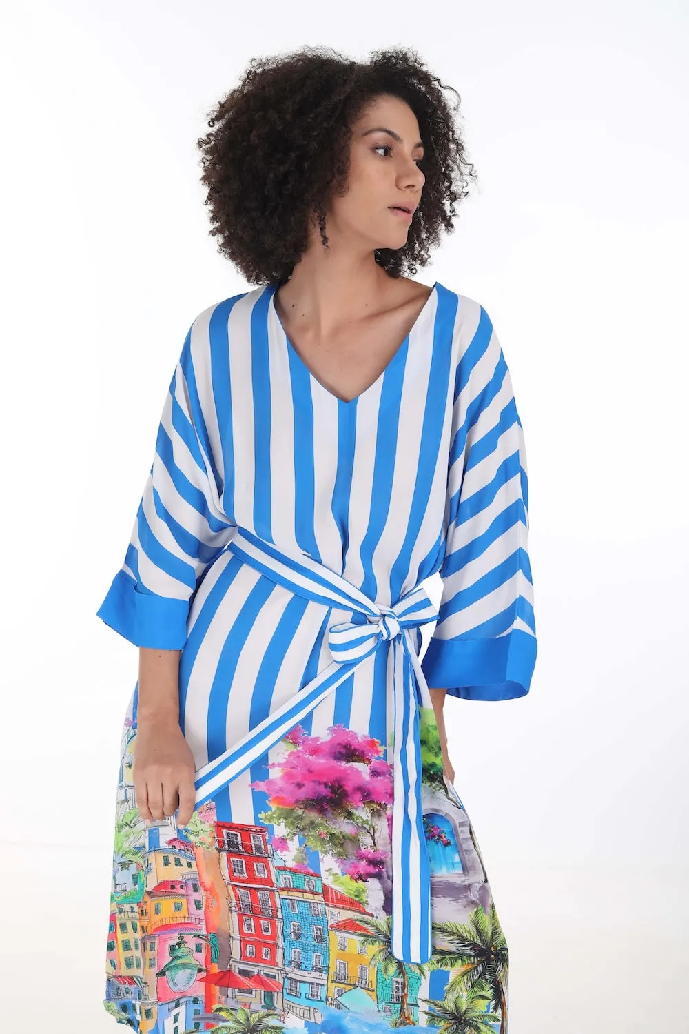 ST TROPEZ - MIDI DRESS WITH SHORT SLEEVE