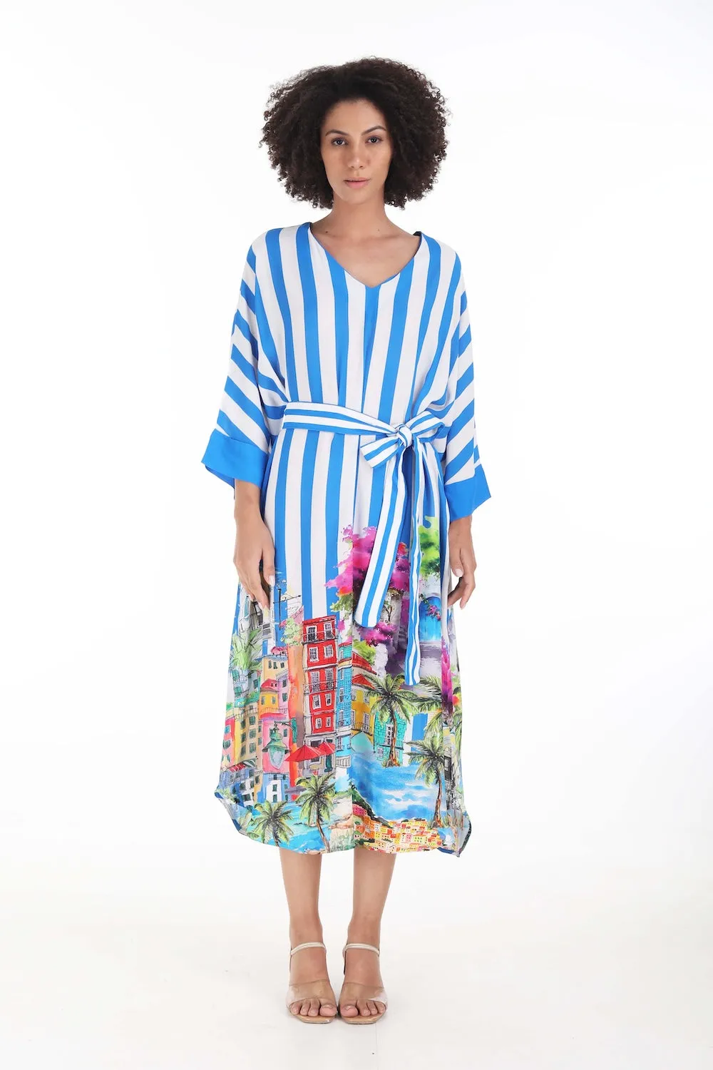 ST TROPEZ - MIDI DRESS WITH SHORT SLEEVE