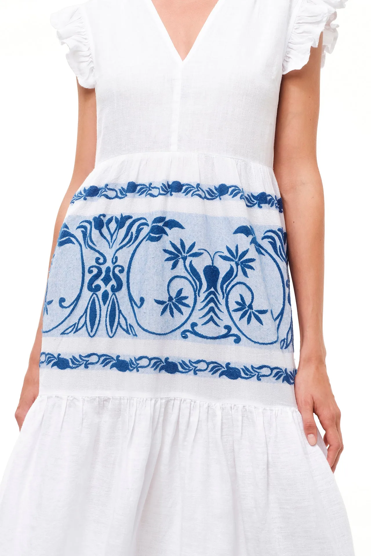 V-Neck Maxi Linen Dress White