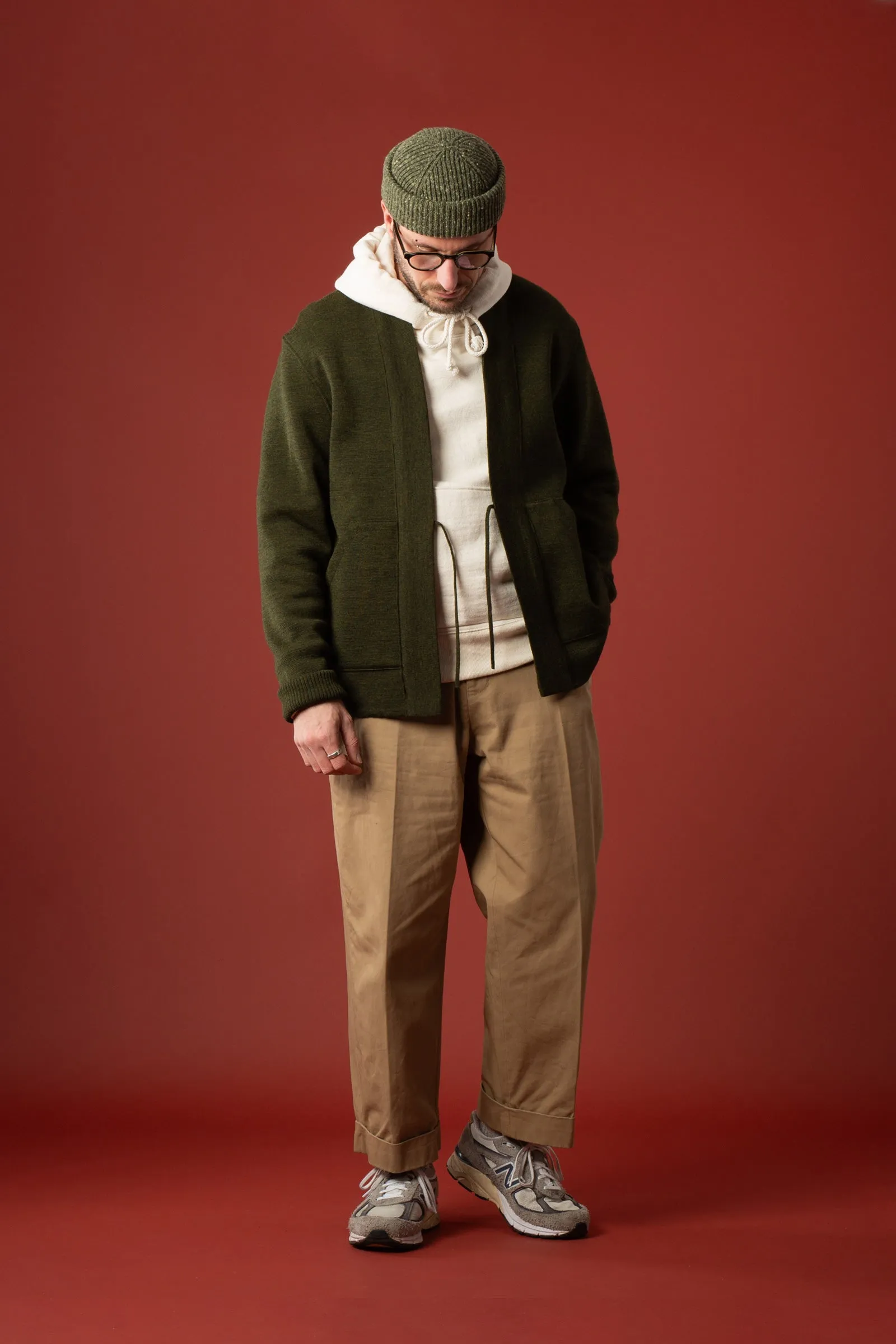 Veste Noragi vert olive en maille milano - Le Minor x Flâneurs