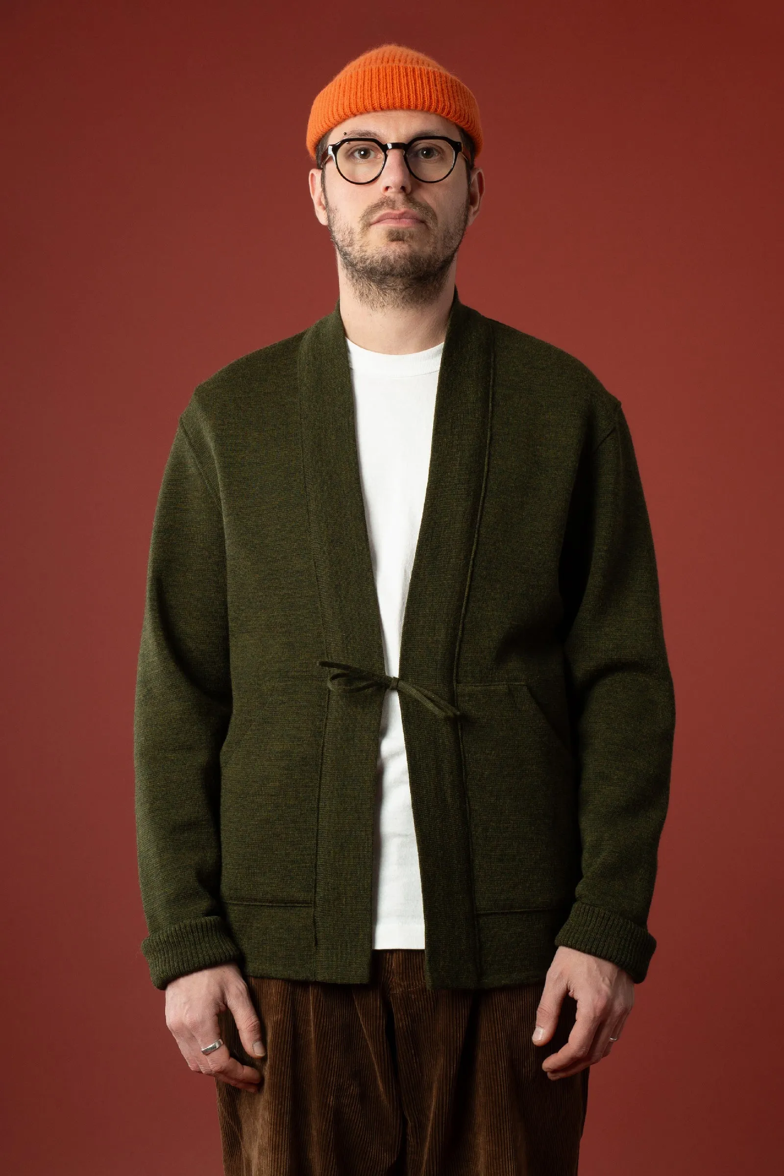 Veste Noragi vert olive en maille milano - Le Minor x Flâneurs