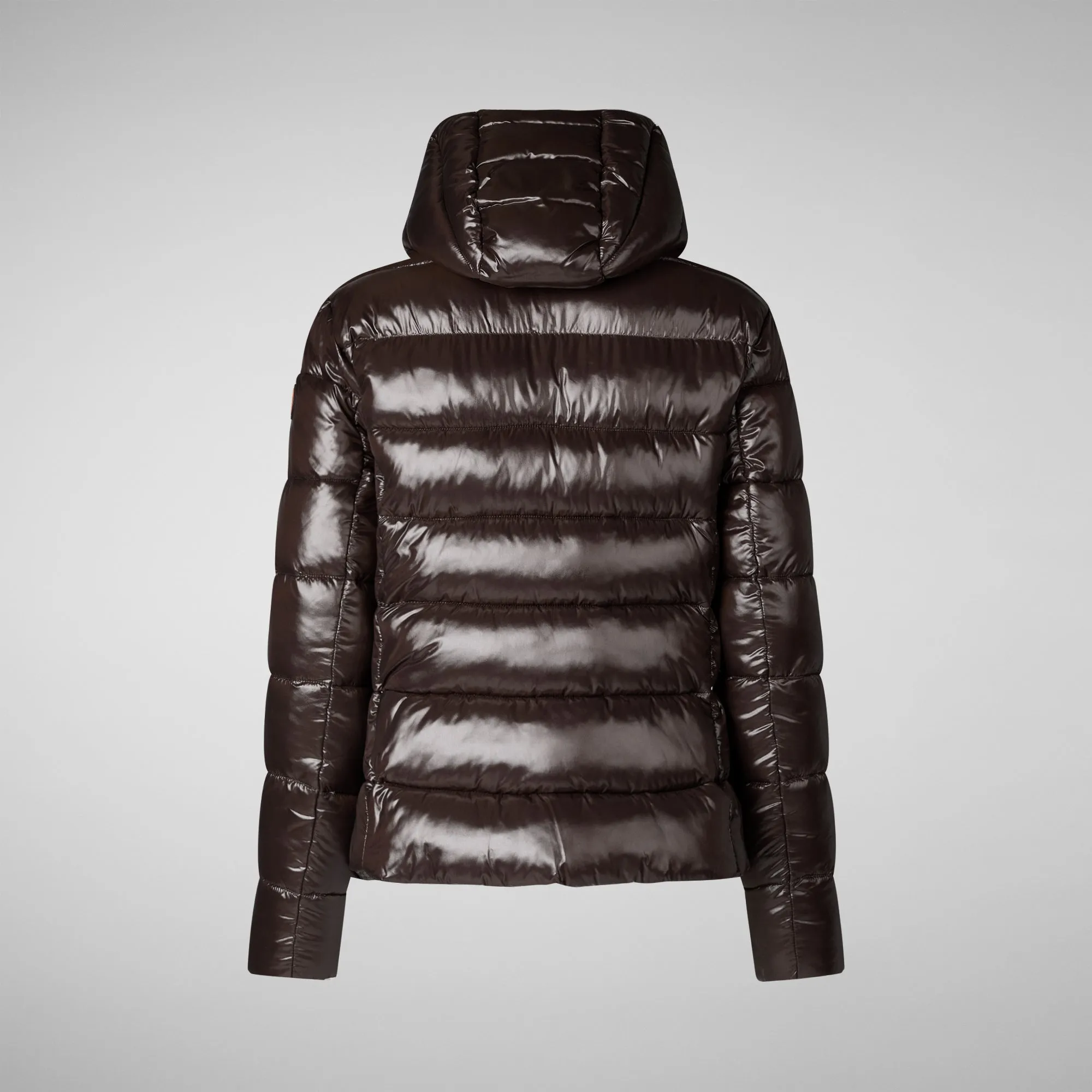 Women's Hooded Puffer Jacket Cosmary in Brown Black