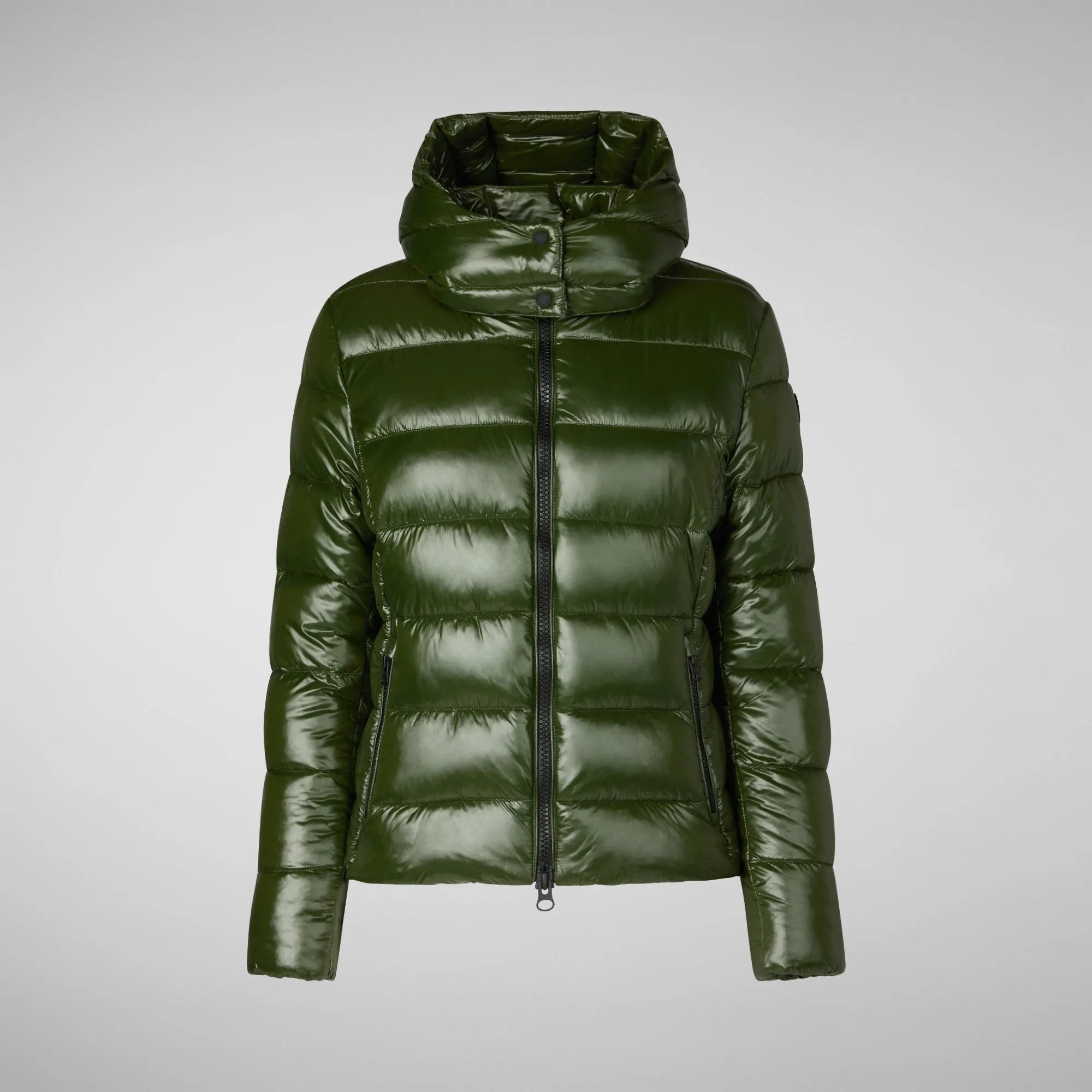 Women's Hooded Puffer Jacket Cosmary in Pine Green