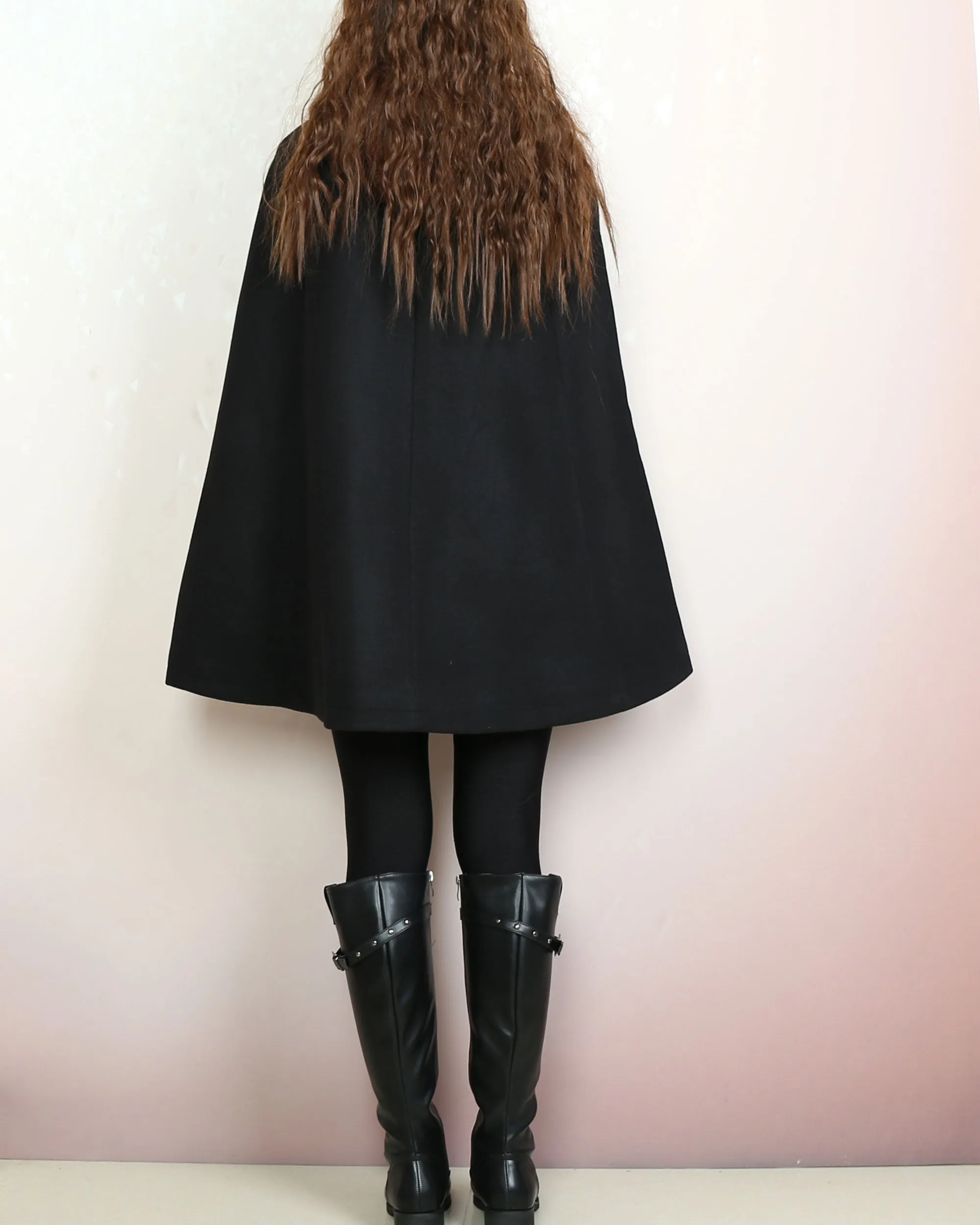 Wool poncho, Wool cape coat, wool cloak jacket, winter coat, wool cloak(Y2164)