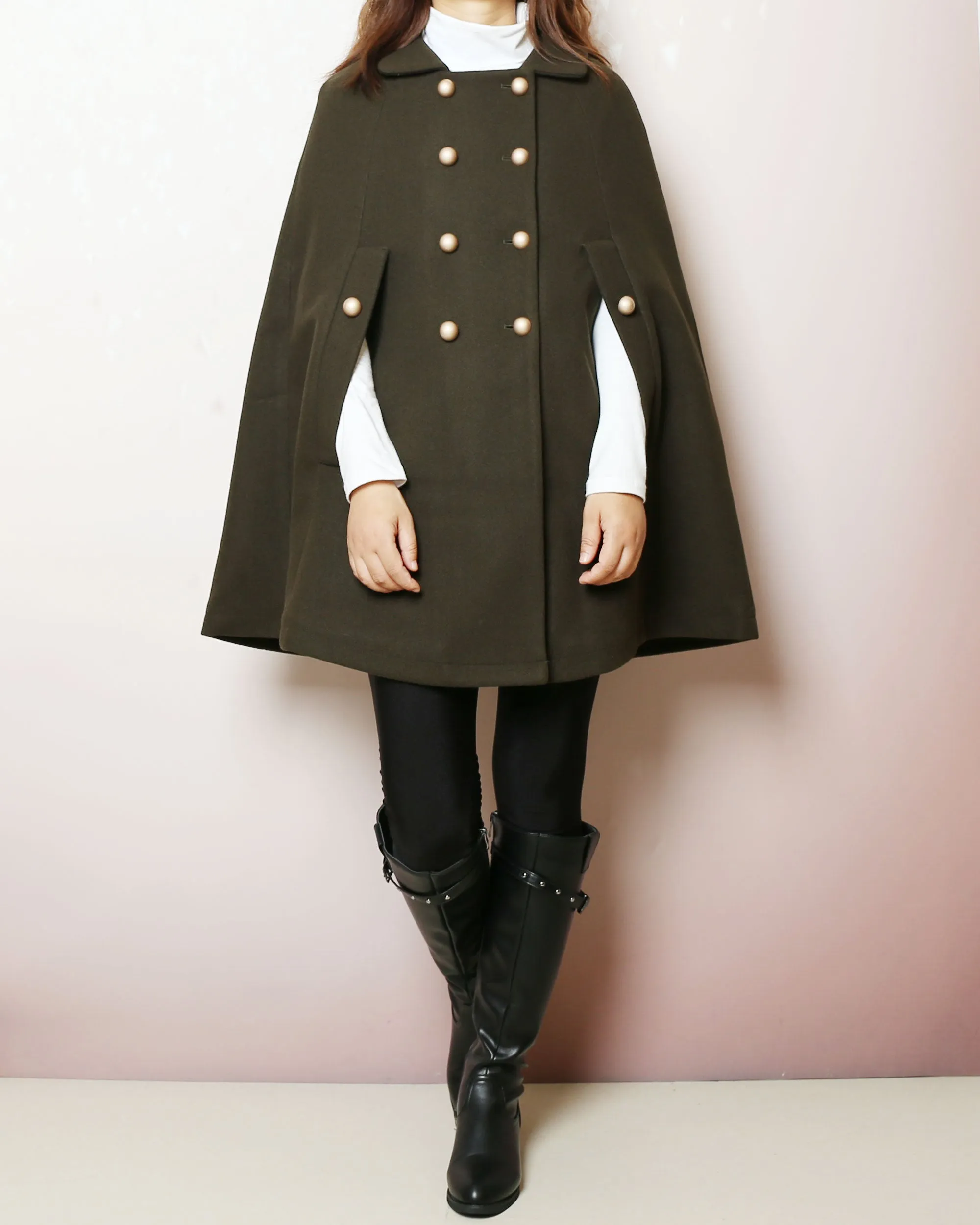 Wool poncho, Wool cape coat, wool cloak jacket, winter coat, wool cloak(Y2164)