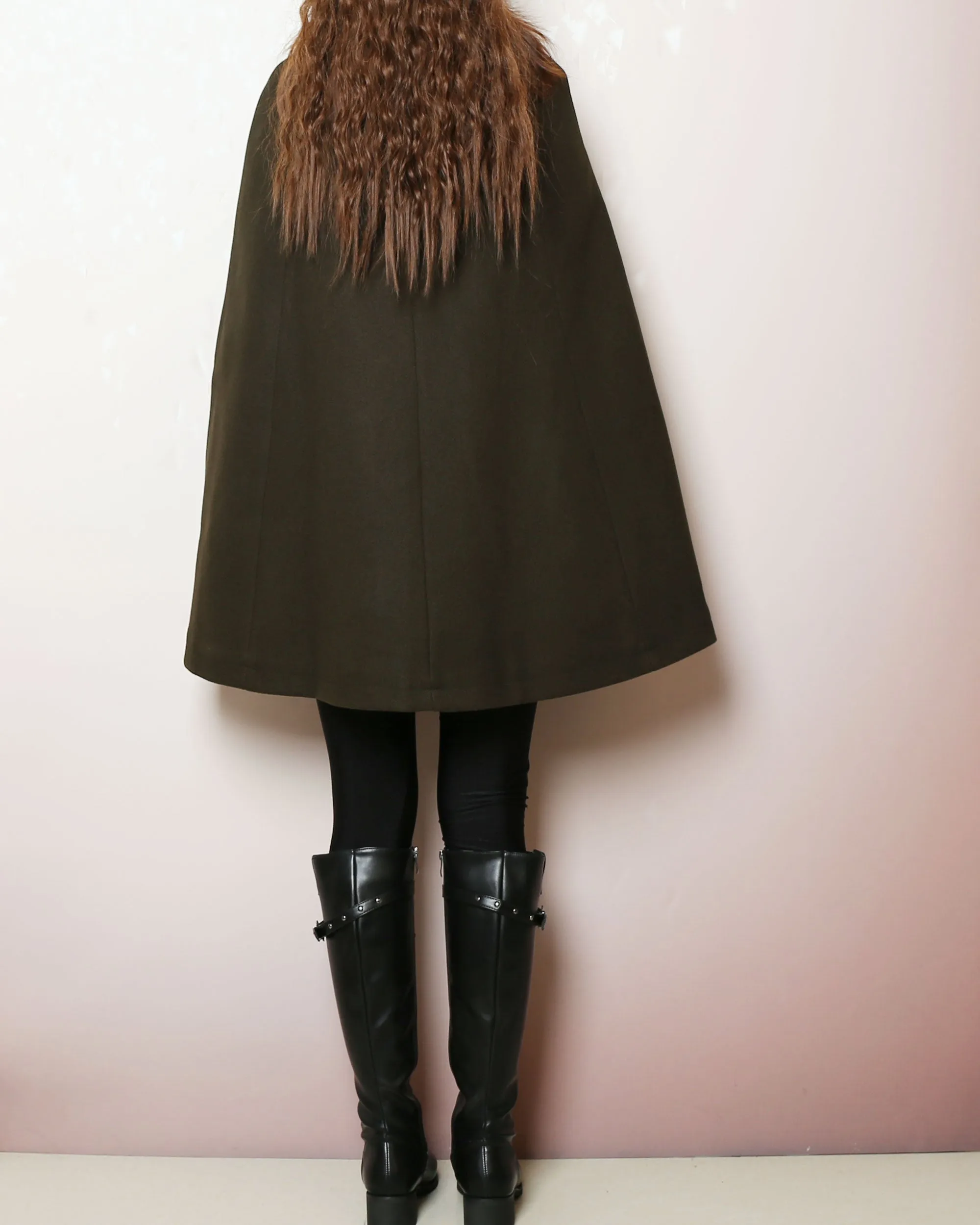 Wool poncho, Wool cape coat, wool cloak jacket, winter coat, wool cloak(Y2164)