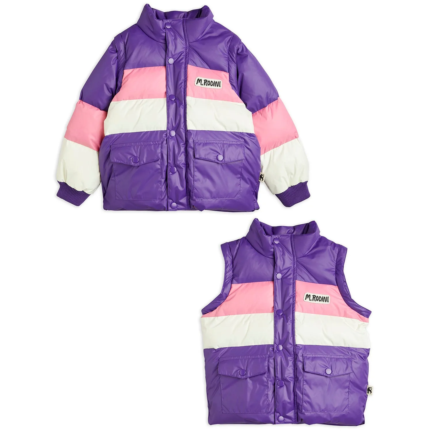Zip Sleeve Convertible Retro Puffer Jacket